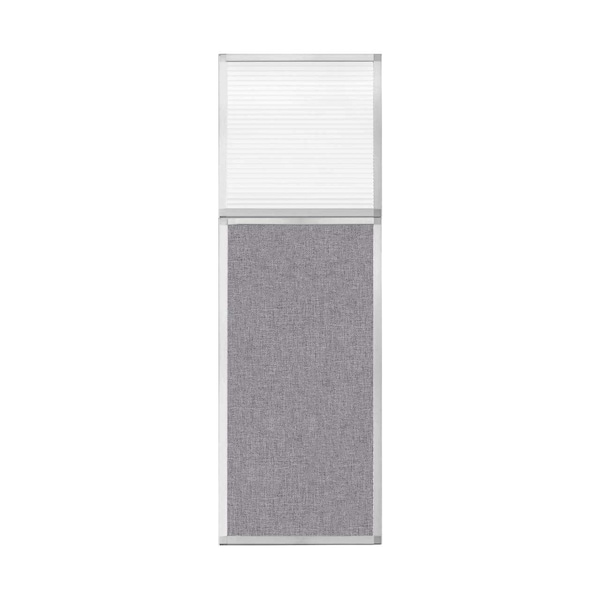 Hush Panel Configurable Cubicle Partition 2' x 6' W/ Window Cloud Gray Fabric Clear Fluted Window